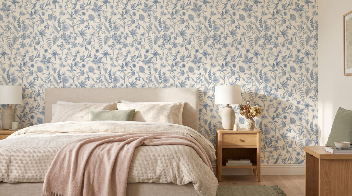 Toile de Jouy bleue et blanche – ambiance large