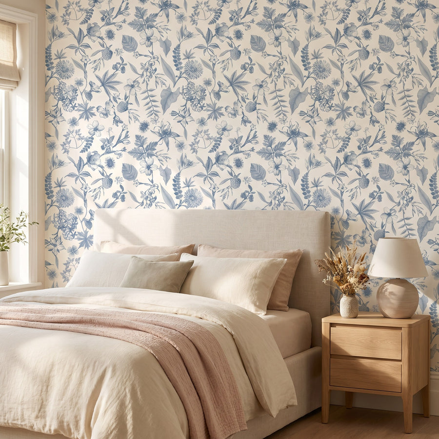 Toile de Jouy bleue et blanche