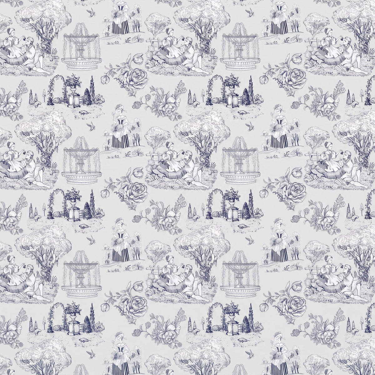 Toile de Jouy classique – motif à plat