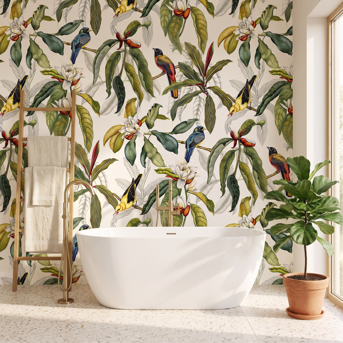 Tropical, fleurs et feuilles vertes – seconde ambiance